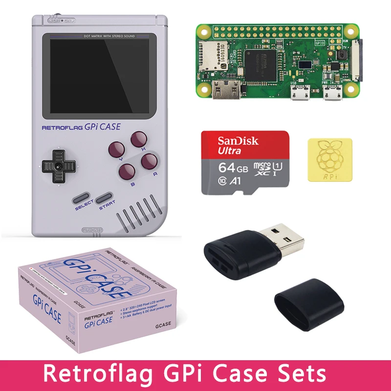 Оригинальный чехол Retroflag GPi с опцией 32 Гб 64 sd карта | Ридер Радиатор совместим Raspberry