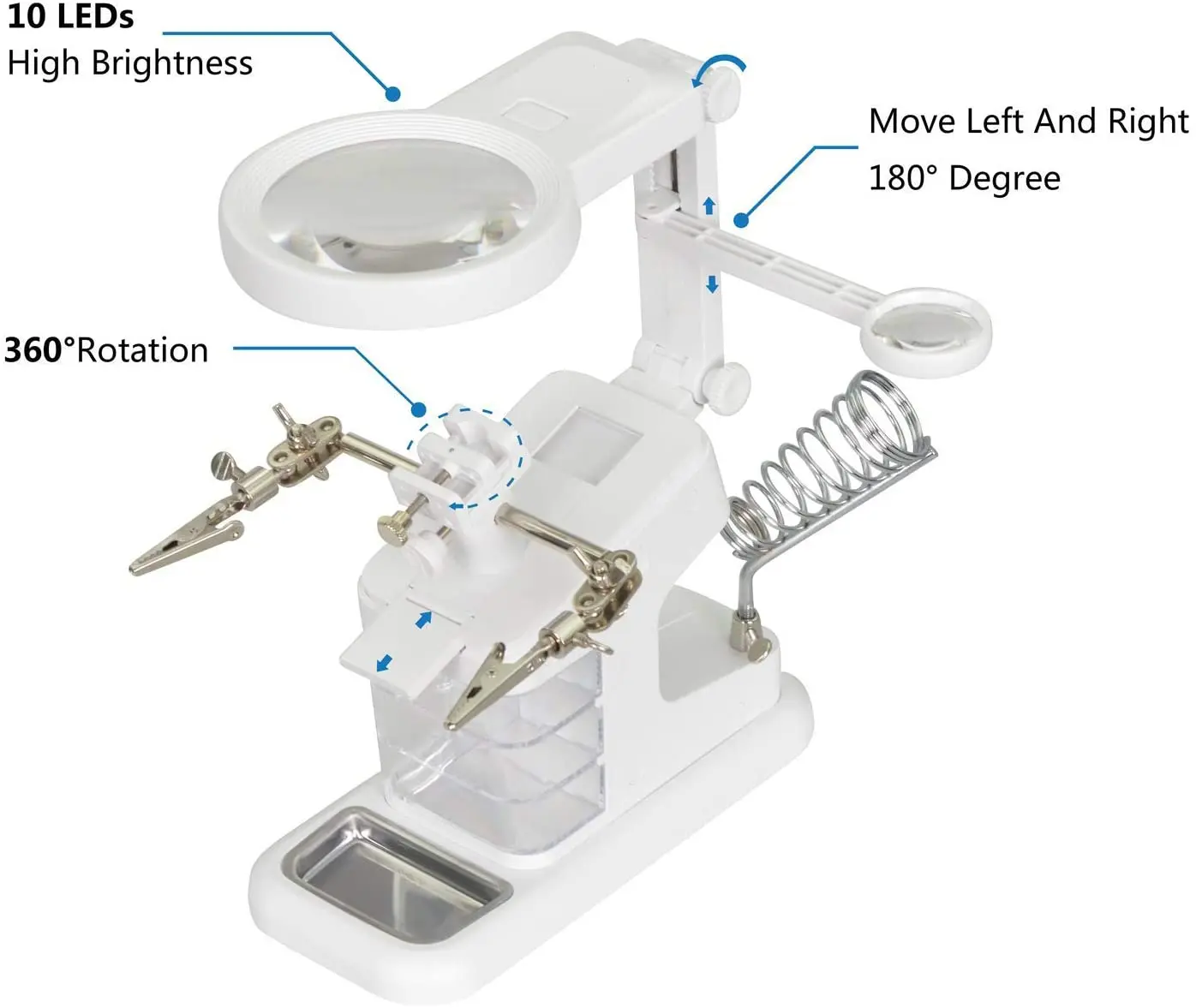 Welding Magnifying Glass with LED Light 3X 4.5X 25X Lens Auxiliary Clip Loupe Desktop Third Hand Soldering Repair Tool