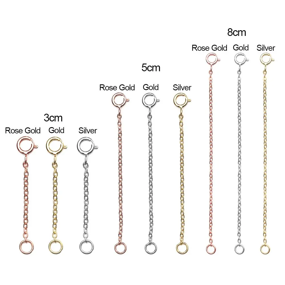 Chain Durable Gold Silver Rose Gold for Bracelet Necklace DIY Jewelry  Accessories Extender Safety Chain Extender