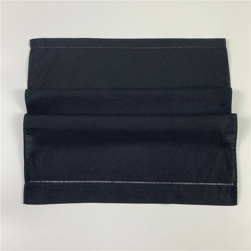 Set Of 12 Fashion Black Linen Guest Towels Hand Towel With Embroidered