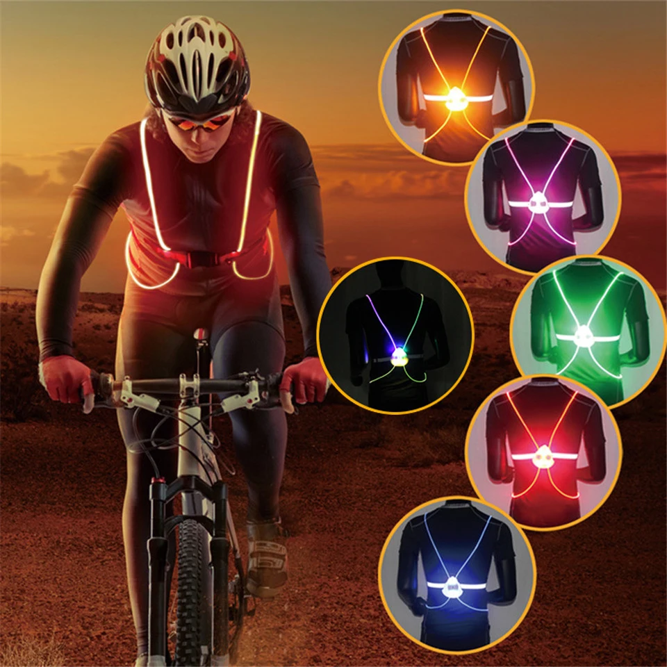 

High Reflective Vest LED Flash Night Running Cycling Driving Riding Safety Vest Outdoor Activities Light Up Security Work Wear