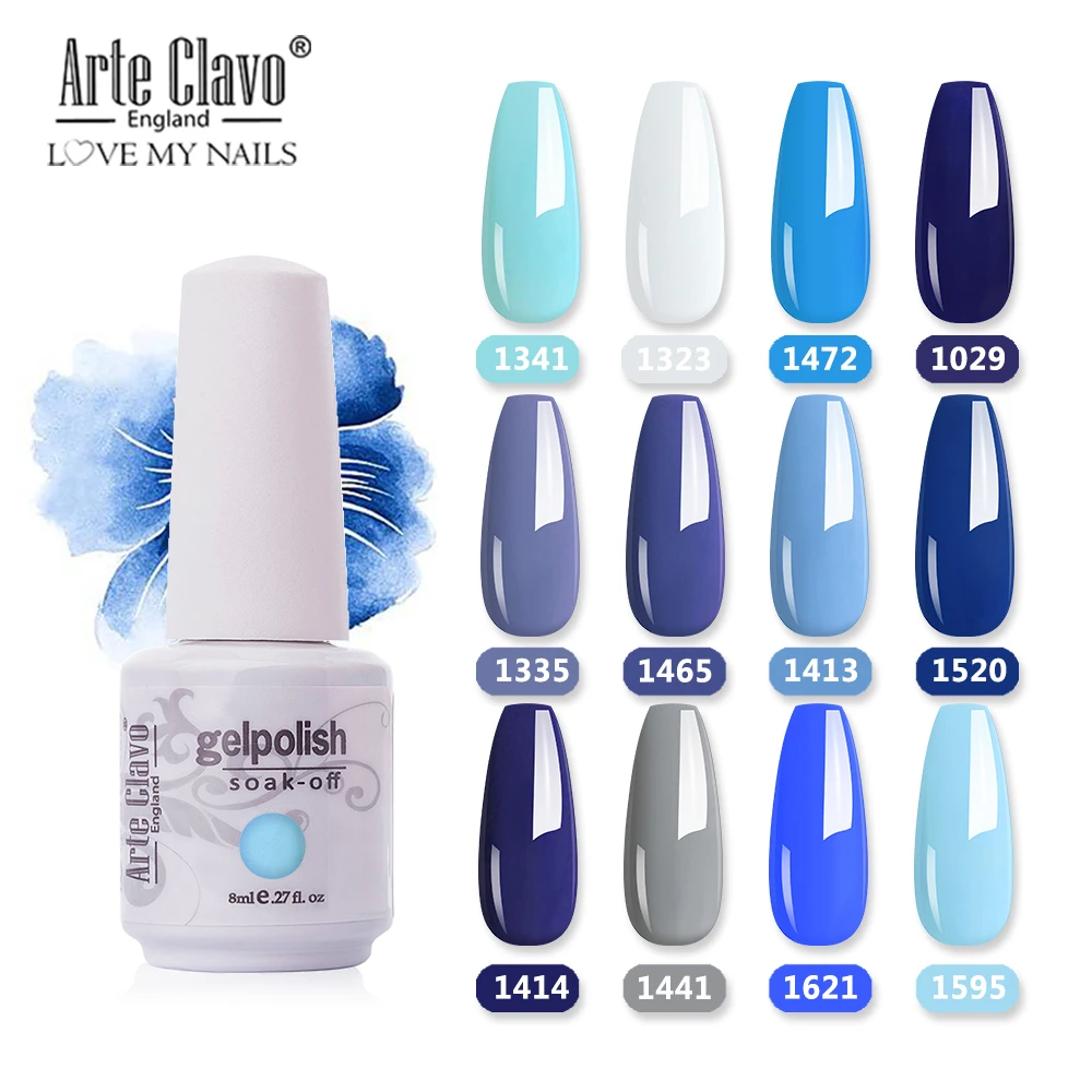Arte Clavo 8ml Blue Color Gel Nail Polish Uv Led Varnish Hybrid Soak Off Diy Art Design Manicure Set Summer Makeup Aliexpress 