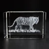 3D Laser Engraved Cube K9 Crystal Tiger Image Sculpture White DIY Souvenir Crafts 1