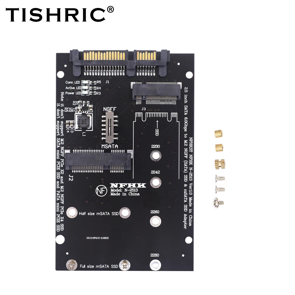 TISHRIC 2.5 inch SATA 60Gbps to M2 NGFF SATA SSD MSATA SSD Adapter MSATA to M.2 NGFF Hard Disk Adapter Board