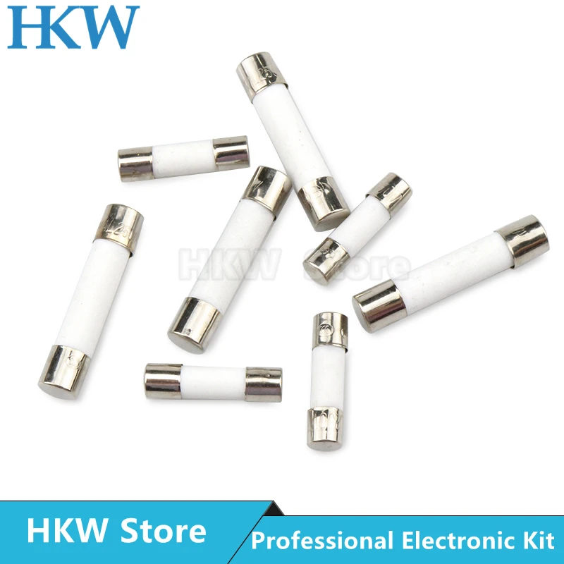 Fast Blow Tube Fuses 250V 0.5A 1A 2A 3A 4A 5A 6A 6.3A 8A 10A 15A 20A 25A 30A AMP Fuse Ceramic Fusible 10pcs/lot