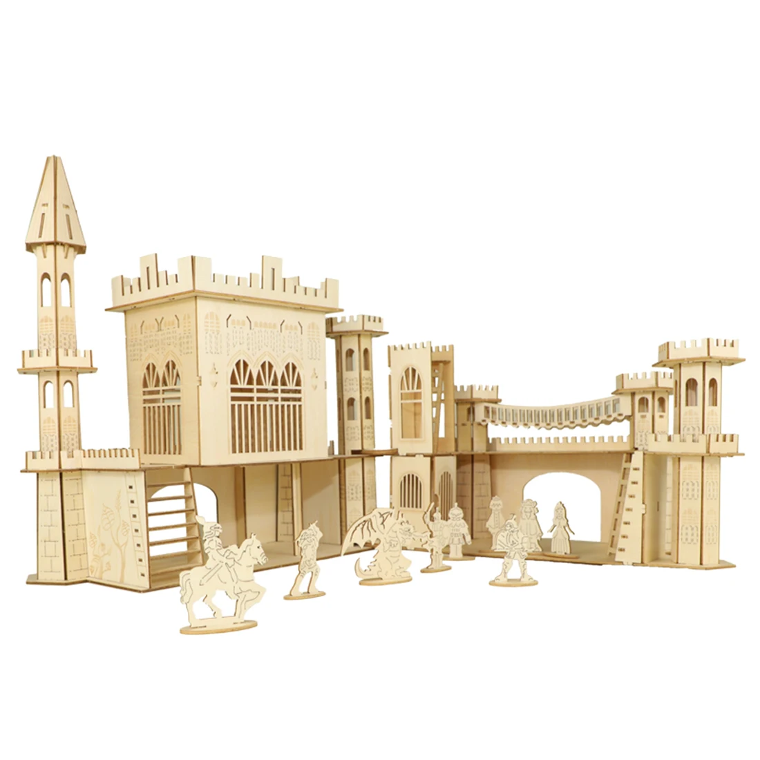 

Hot 252Pcs 3D Wooden Puzzle Toy Model Ornaments DIY Assembly Gift Toy Wood Craft Kits Desk Decoration For Children Kids - Castle