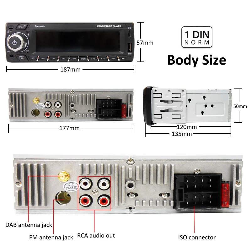 DAB Plus Автомагнитола 1 Din RDS MP3 аудио плеер Bluetooth A2DP FM AM управление через приложение USB