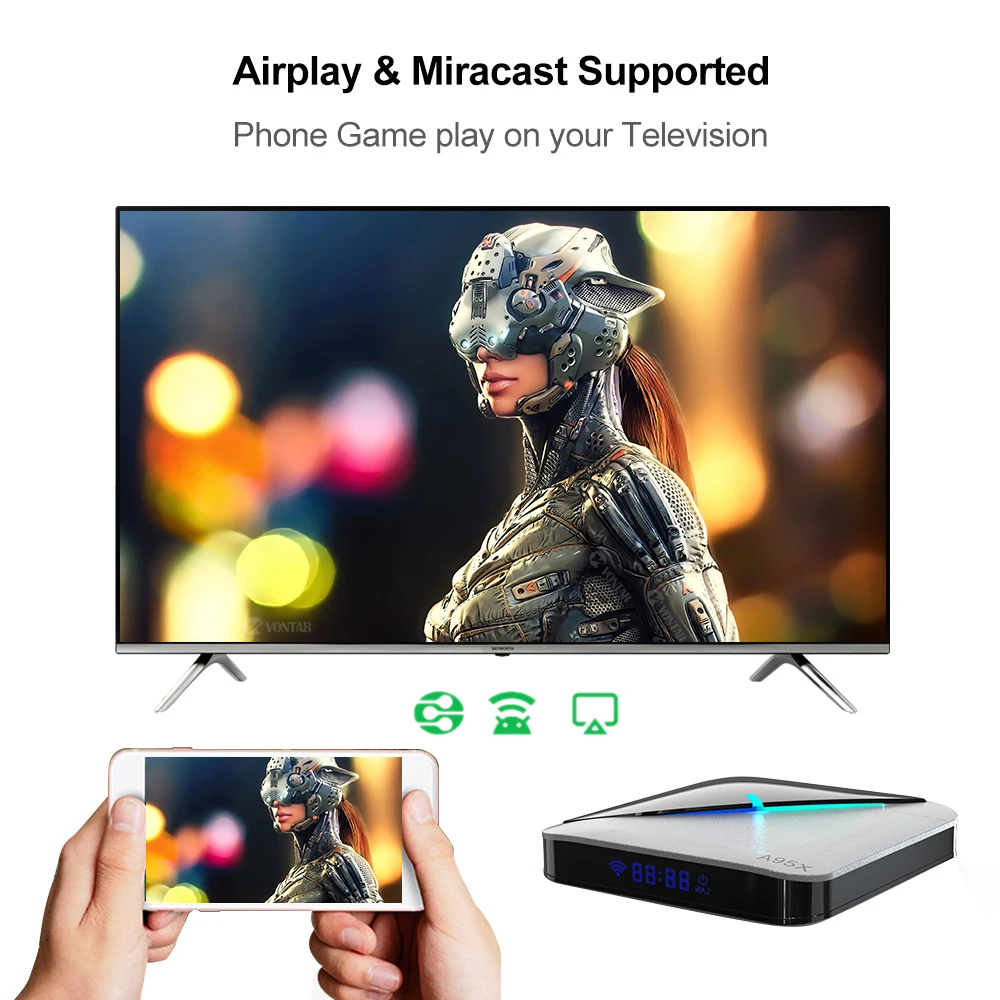 5 шт. A95X F3 воздуха RGB светильник ТВ коробка 8K Android 9 0 4 Гб 64 Amlogic S905X3 4K HD 2 4/5G Wi Fi Youtube Smart