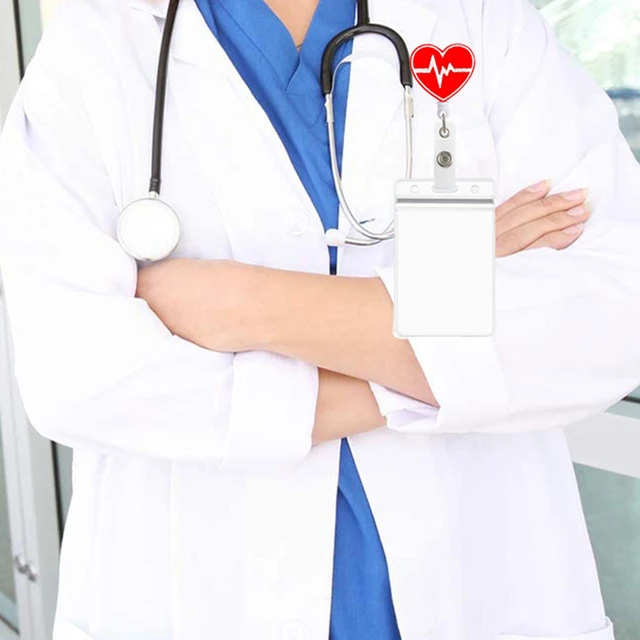 1PCS 360° Cute Retractable Nurse Badge Reel Clip Badge Holder Students  Doctor ID Card Holder