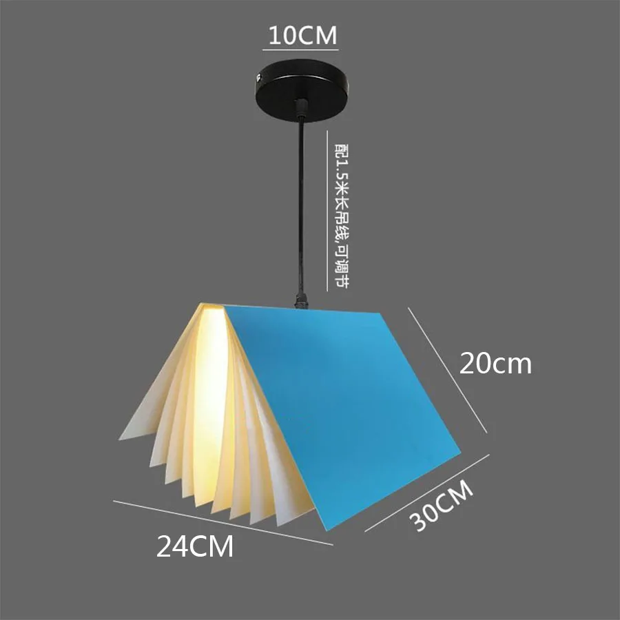 Modern Creative Book Pendant Light Nordic Iron Art LED Lamp