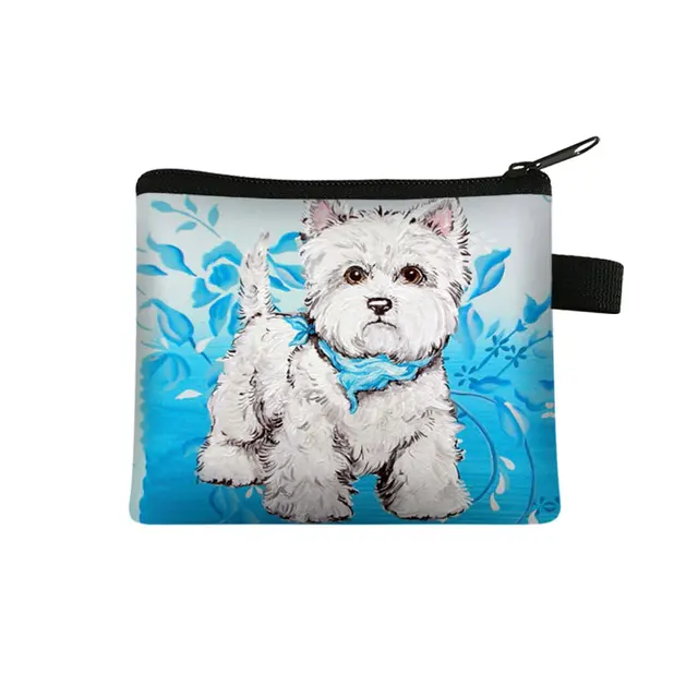 Westie monedero con pintura de perro para mujer, con pintalabios, Mini billetera para regalo, diseño - AliExpress