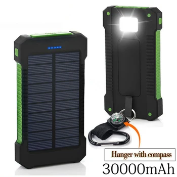 

Solar Power Bank 30000mah Solar Charger External Battery Charger Waterproof Solar Powerbank For Smartphone With Led Light