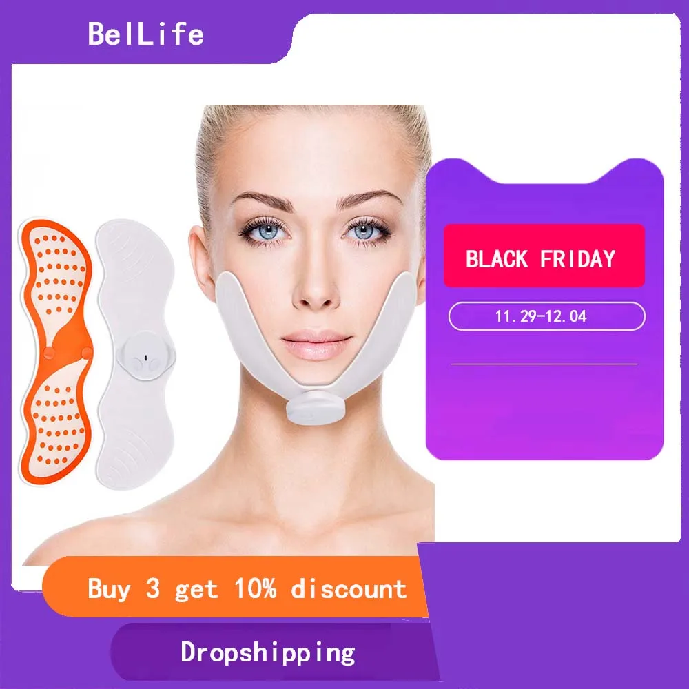 

EMS Face Lifting Massager 10 Intensity Muscle Stimulator Silicone Gel Pads Body Massager Slimming Fat Burner Double Chin
