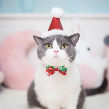 

Bowtie Pet Collar Tie For Christmas Decor Fashion Adjustable Cat Dog Bow Tie Colorful Printing Pattern Neckties Pet Supplies SD