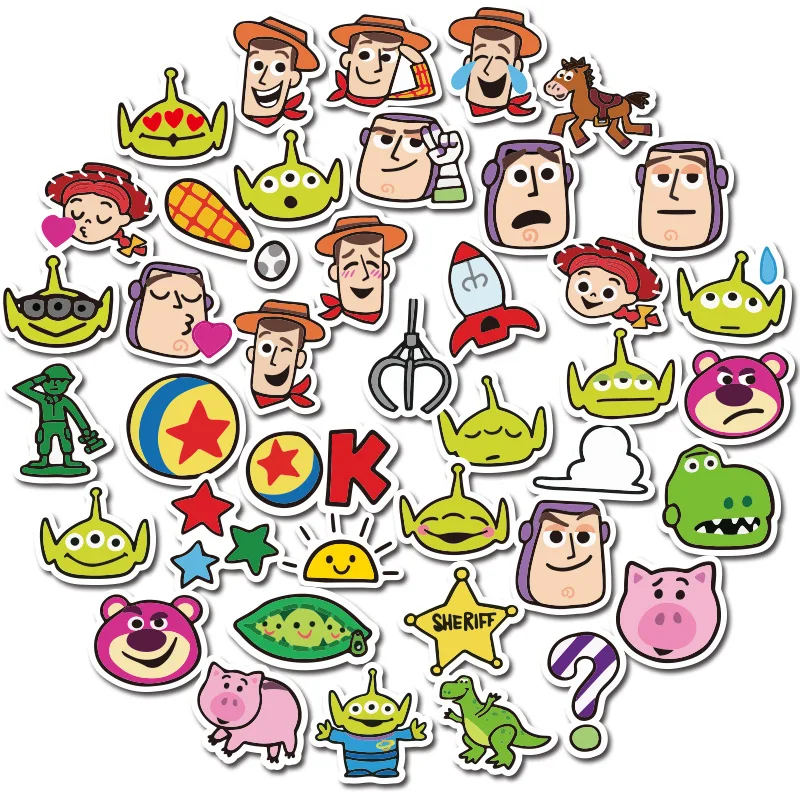

40PCs Toy Story Graffiti Stickers Non-Repeating Hand Account Stickers Children's Cool Mobile Computer Disney Stickers