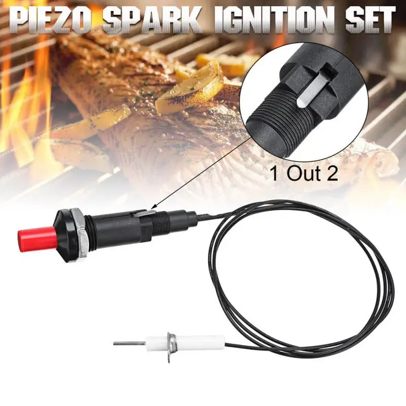 Piezo Spark Kitchen Lighters piezo spark kitchen lighters 1PC Piezo Spark Ignition Set Cable Long Push Button Plastic Outdoor Barbecue