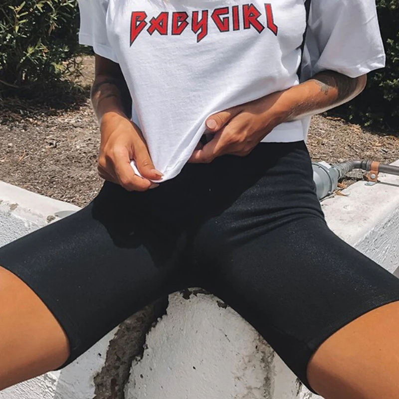 

High Waist Yoga Shorts Women Sexy Biker Shorts Fitness Korean Casual Sexy Short Cotton Black Athleisure Cycling Shorts