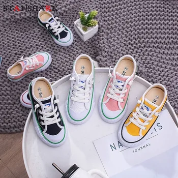 

2020 New Spring Kids Shoes Children Boys Girls Sneakers Comfortable Kids Flats Sneakers Student Kids Canvas Shoes Size 25-38