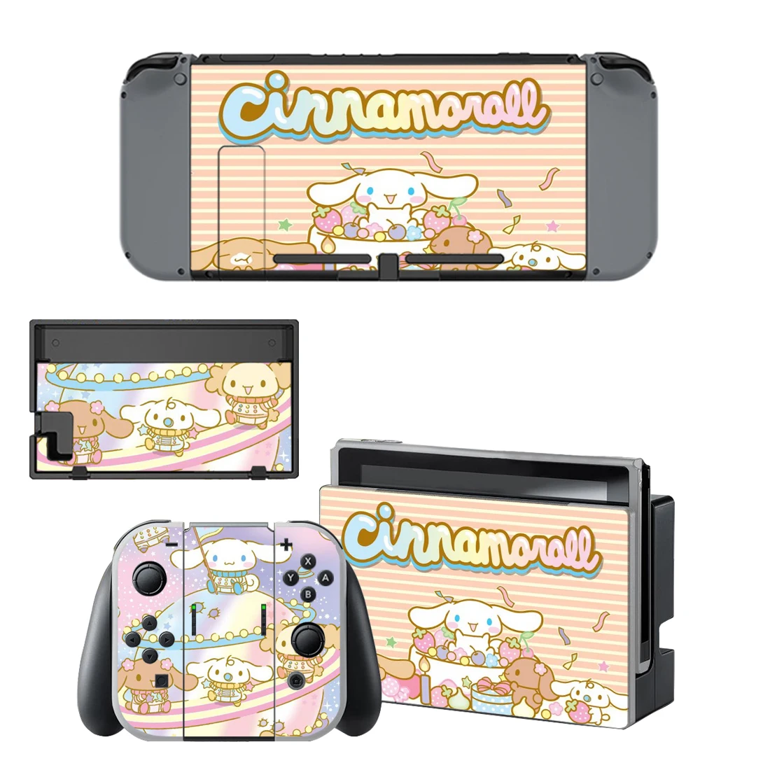 Cinnamoroll nintendo switch, наклейки для nintendo Switch, наклейки для nintendo Switch, консоли Joy-con, наклейки для док-станции контроллера