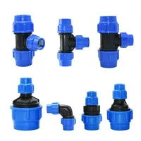PE Tube Quick Connector Reducing Elbow Tee Water Splitter 63/50/40/32/25/20mm Plastic Coupler Farm Water Pipe Fittings 1
