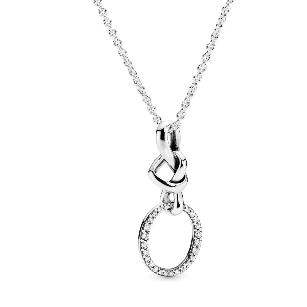 Authentic 925 Sterling Silver Knotted Heart Fashion Pendant Necklace Fit Pandora Women Bead Charm Gift DIY Jewelry | Украшения и