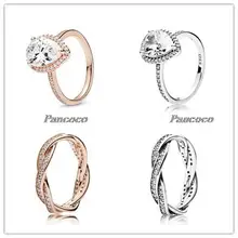 

Authentic 925 Sterling Silver Ring Radiant Large Teardrop Ring With Crystal Rings For Women Wedding Party Gift Fashion Jewelry