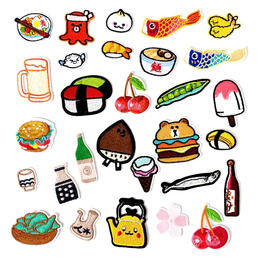 

Fish Sushi Food Iron On Patch Clothing Embroidered Sewing Applique Sew On Fabric Badge Apparel Accessories Patches