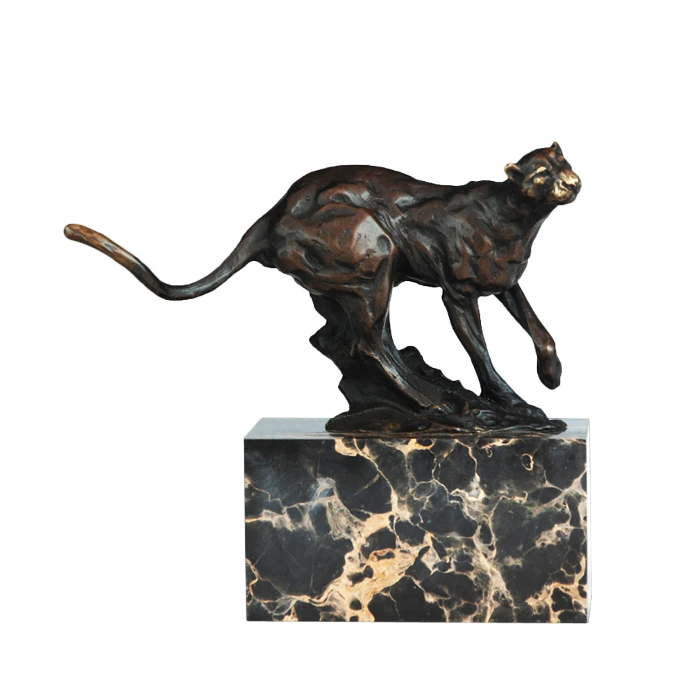 

Леопардовая статуэтка, маленькое дикое животное, бронзовая скульптура, статуэтка для домашнего декора, Подарки Для Семьи