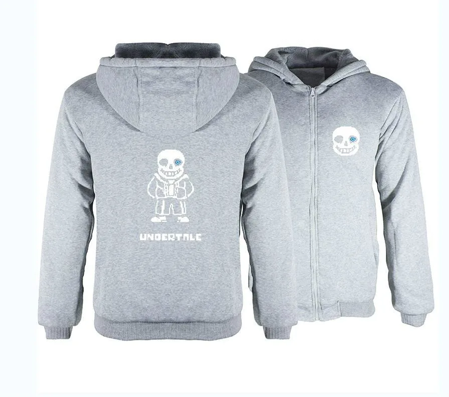 Синий Стиль для взрослых мужчин и женщин Аниме игра Undertale Sans косплей костюм Скелет мультфильм печатных теплый худи Толстовка с капюшоном пальто - Цвет: Синий
