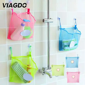 

Sundries Organizer Storage Bag Holder Save Space Bathroom Laundry Hanging Mesh Double Suction Cup Creative Travel Pouch Clothes