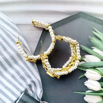 

Luxury Imitation Pearls Earrings 2020 Women Earrings Statement Long Tassel Fashion Letter Drop Dangle Earrings Wedding Jewelry