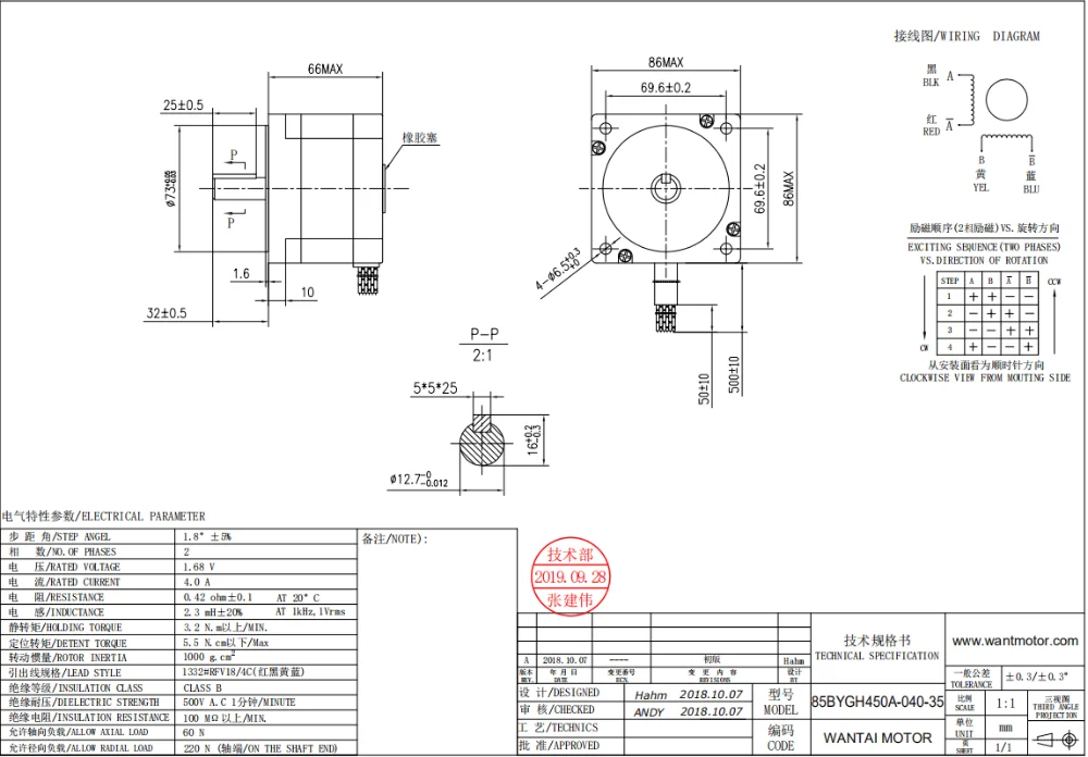 CNC Wantai Nema34 шаговый двигатель однополярный 85BYGH450A-040-35 4A 66 мм 452oz-in CE ROHS ISO пластиковый металлический фрезерный станок