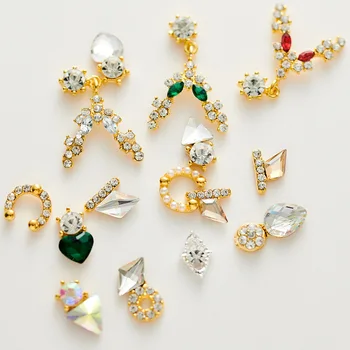 

High Quality 20pcs New Best Selling Alloy Rhinestone Pendant Shaped Crystal Heart Drop Rhinestone DIY Nail Supplies Decoration