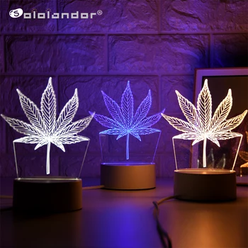 

Newest Leaf Clover Lamp Creative 3 Colors Night Lights Novelty Illusion Night Lamp Illusion Table Lamp For Home Decorative Light