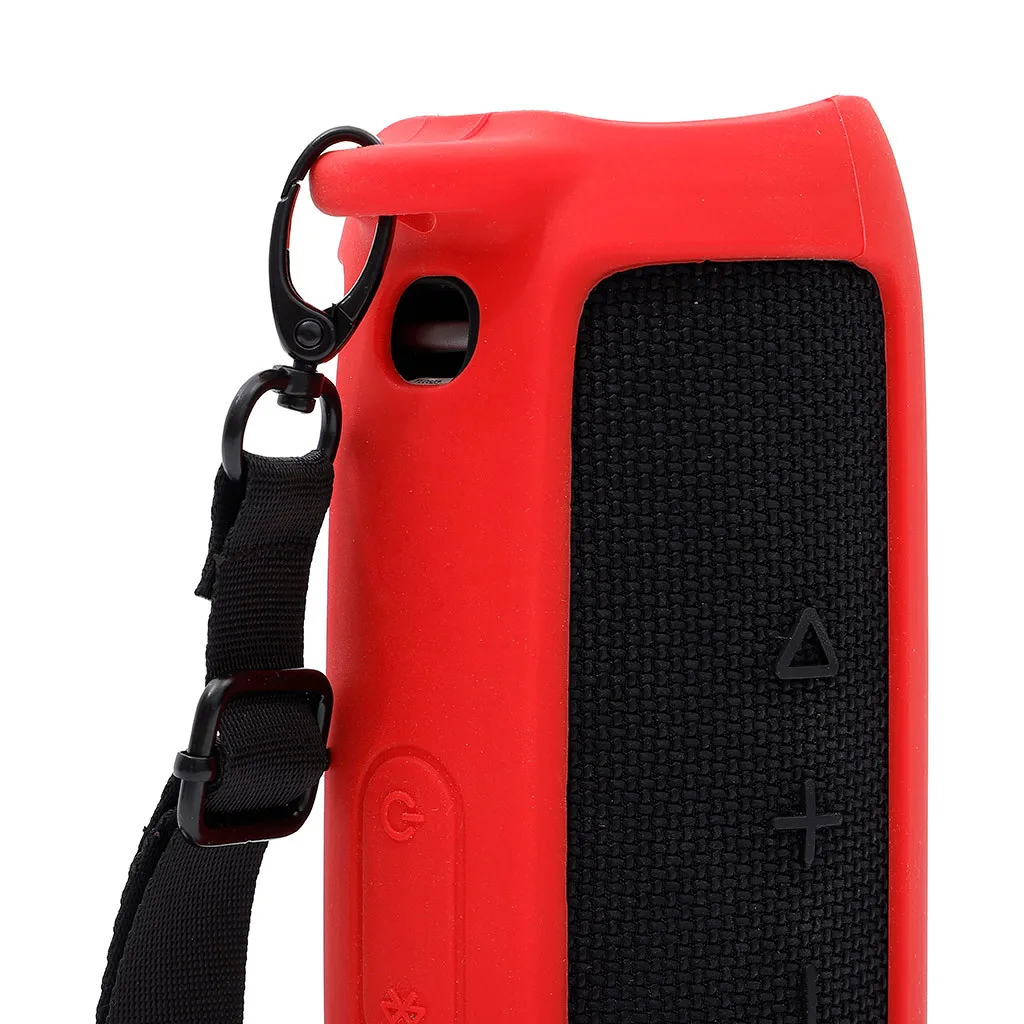 Silicone Speaker Case Cover Portable Carry Sleeve Silicone Case Cover Carabiner for FLIP 5 Bluetooth Speaker Anti-scratches