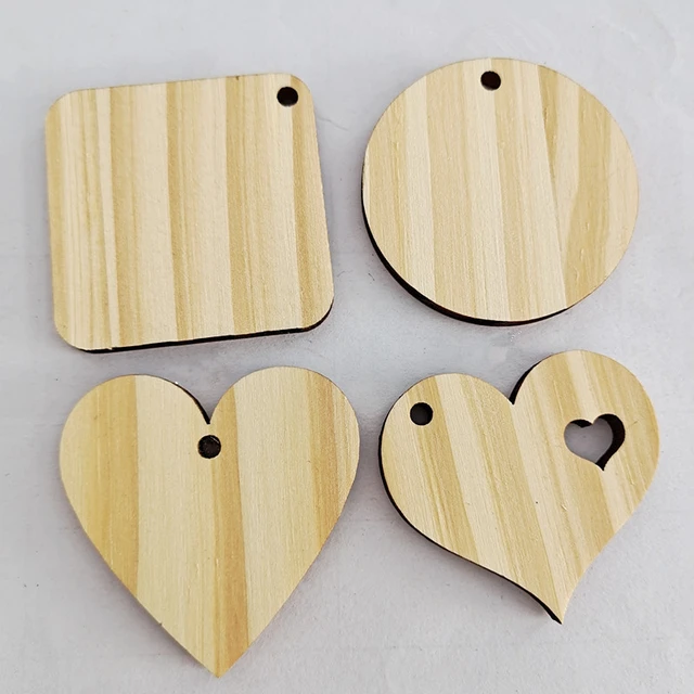 50pcs Wood Hearts For Crafts, Unfinished Wooden Heart Cutout Shape