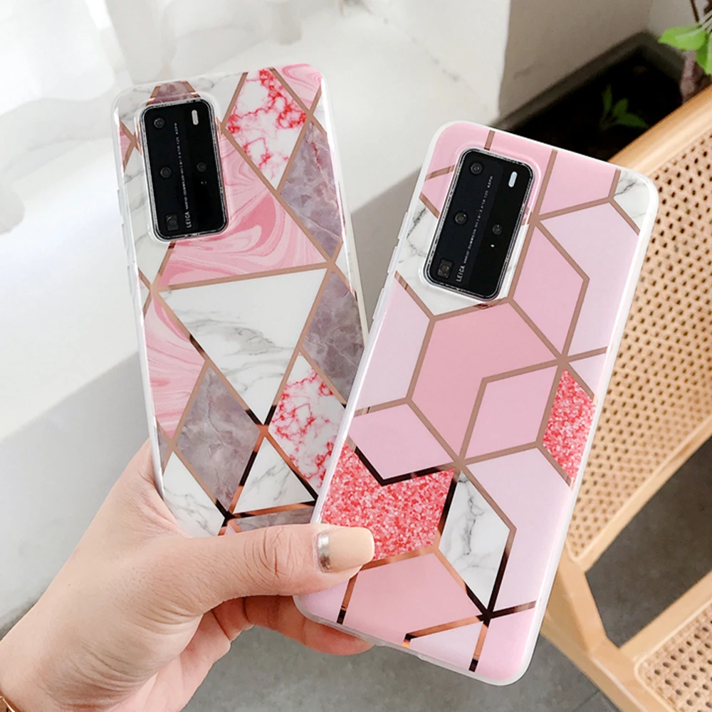 Чехол для Huawei P30 Lite роскошный мраморный Мягкий силиконовый чехол телефона P40 Pro Mate