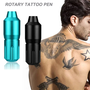 

Body Art Rotary Tattoo Pen Aluminum Alloy Carved Short Pen Lightweight Rotary Tattoo Machine RCA Cord for Tattoo Supplies