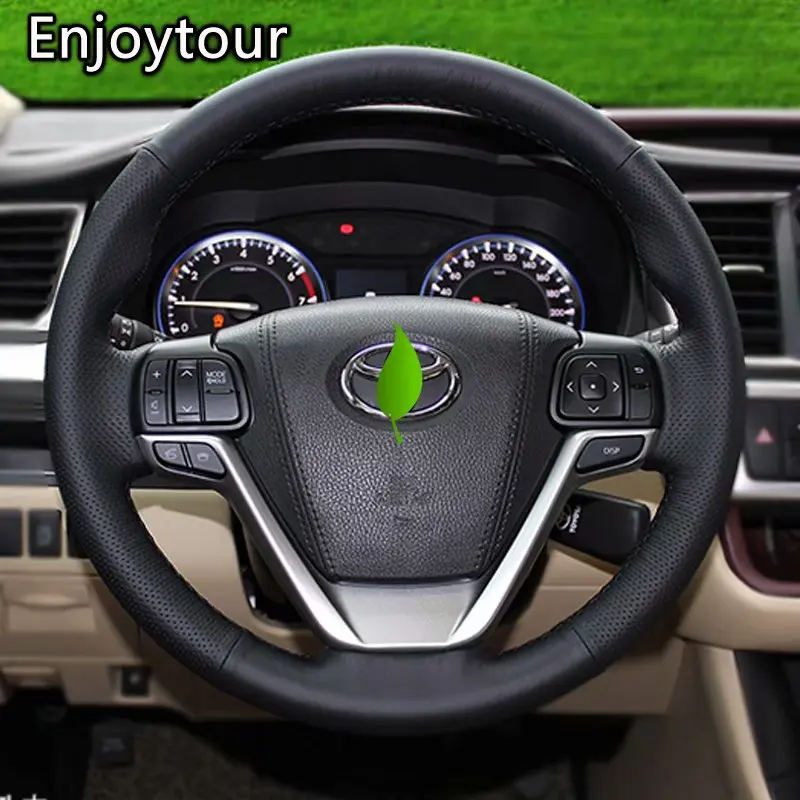 Кожа DIY ручная швейная крышка рулевого колеса автомобиля 38 см аксессуары для Toyota Highlander