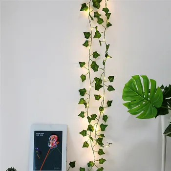 

2M 20 LEDs Fairy String Lights green Leaf Garland Copper Lamp for Christmas Wedding Party Garden Decoration Battery Powered