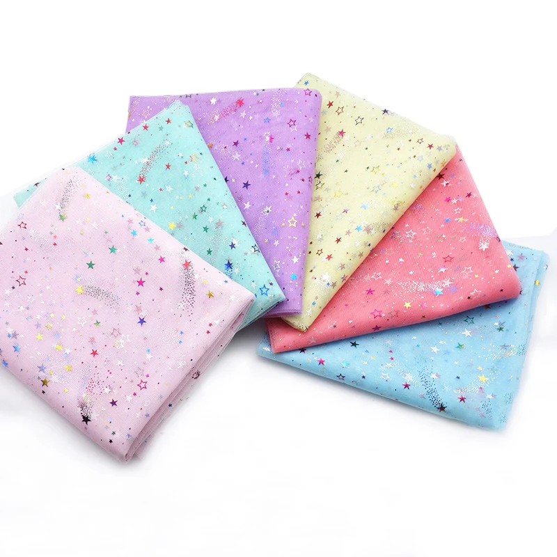 5 м/лот модная Яркая блестящая сетка со звездами дизайнерская танцевальная юбка для дня рождения кружевная ткань для шитья Tissu