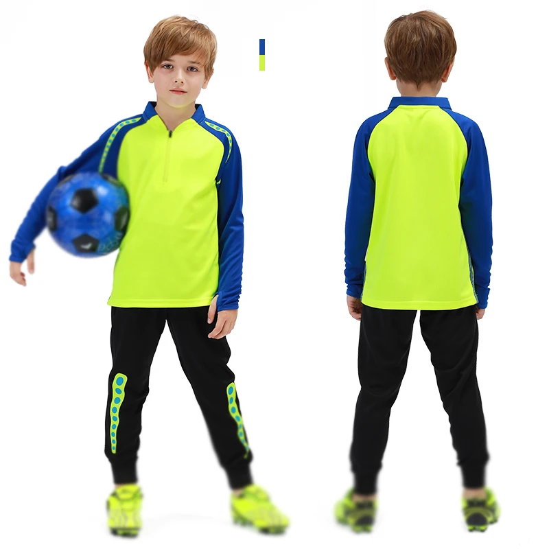 4 цвета, логотип на заказ, футбольные трикотажные брюки, Детский костюм, Осень-зима, бархатная спортивная куртка для начальной школы - Цвет: Green