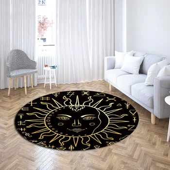

Sun goddess Round Carpet 3D Print Bohemia Mandala Rugs Psychedelic Cloakroom Rugs Play Tent Mat Computer Chair Area Carpet