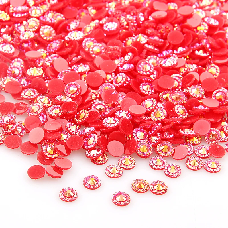 Микс AB Цвет 4-6 мм Смола круглый дизайн ногтей смолы Rhineston DIY Дизайн ногтей украшения свадебное платье украшения - Цвет: Red