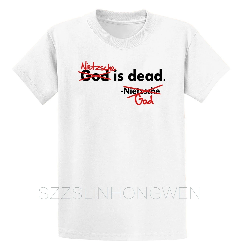 

God Nietzsche Is Dead Vector Design T Shirt Anti-Wrinkle Spring Autumn Cotton O-Neck Comical Vintage Create Novelty Shirt