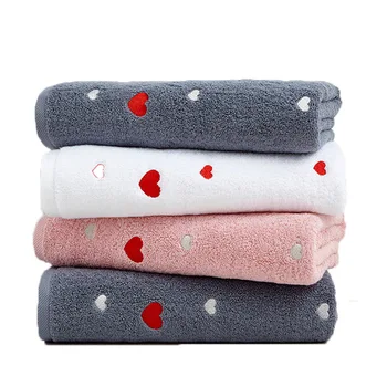 

Red love heart 100% cotton Bath towel Long bathroom towel High quality skin cotton 70*140cm Powder blue gray