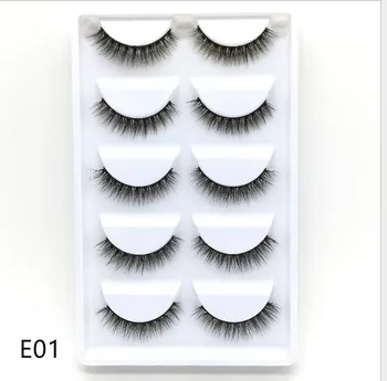 

5 pairs Natural 3D Mink Hair Soft False Eyelashes Fluffy Wispy Thick Lashes Eye Makeup Extension Tools