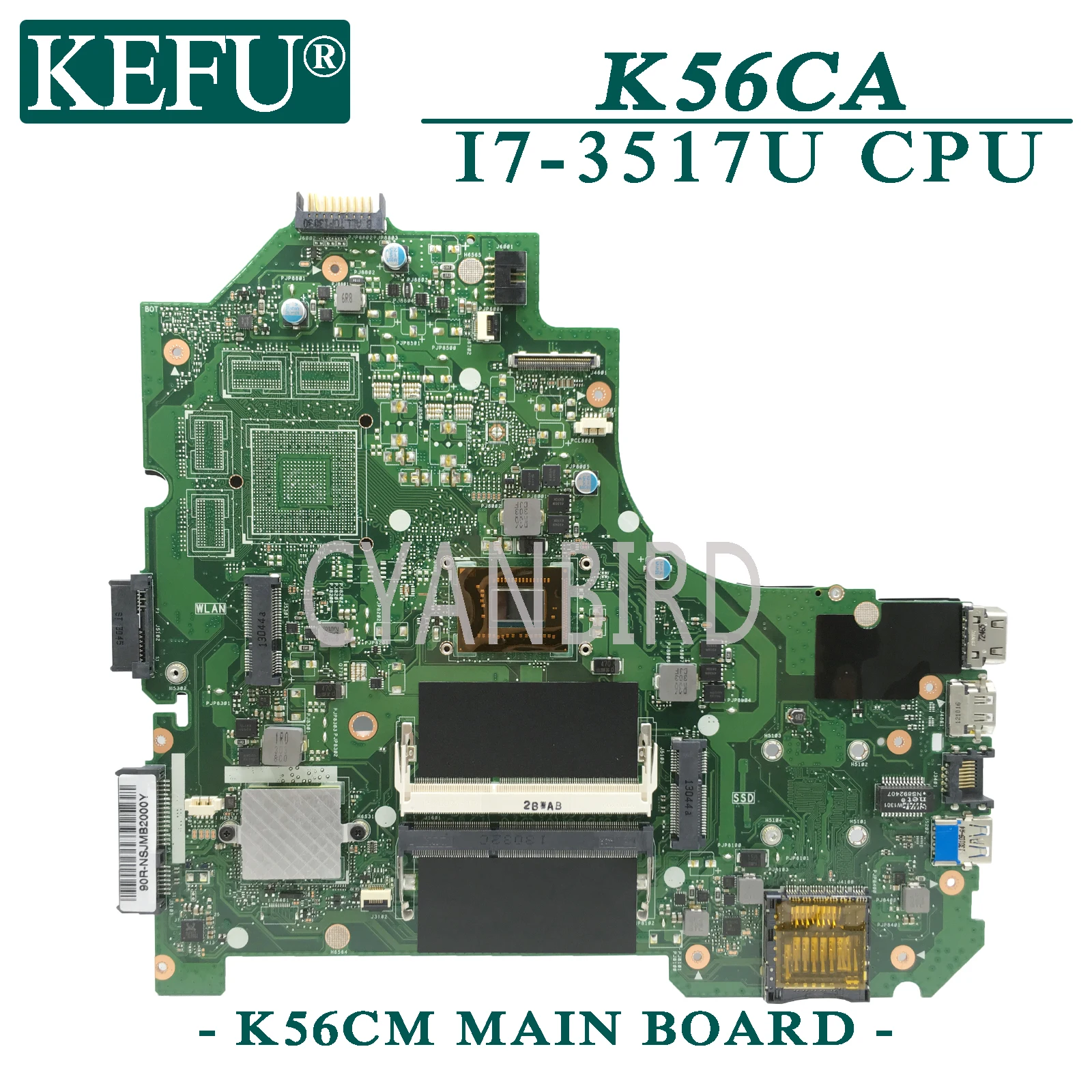 KEFU K56CM оригинальная материнская плата ASUS K56CA K56CB S550CA S550CB S550CM S550C K56C с I7-3517U для