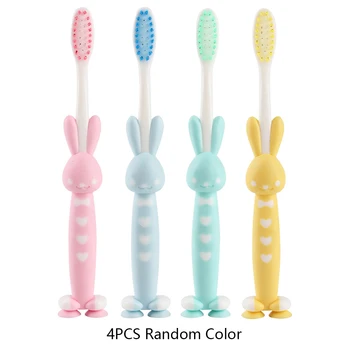 

4pcs Oral Care Soft Cartoon Non Slip Set Teeth Cleaning Manual Kids Toothbrush Random Color