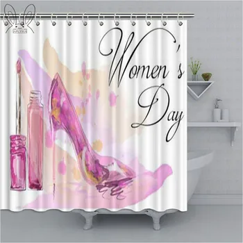 

Beautiful High Heel printed Shower Curtain Watercolor Style Bathroom Curtain Polyester Fabric Bathtub Curtain Bathing Cover Set